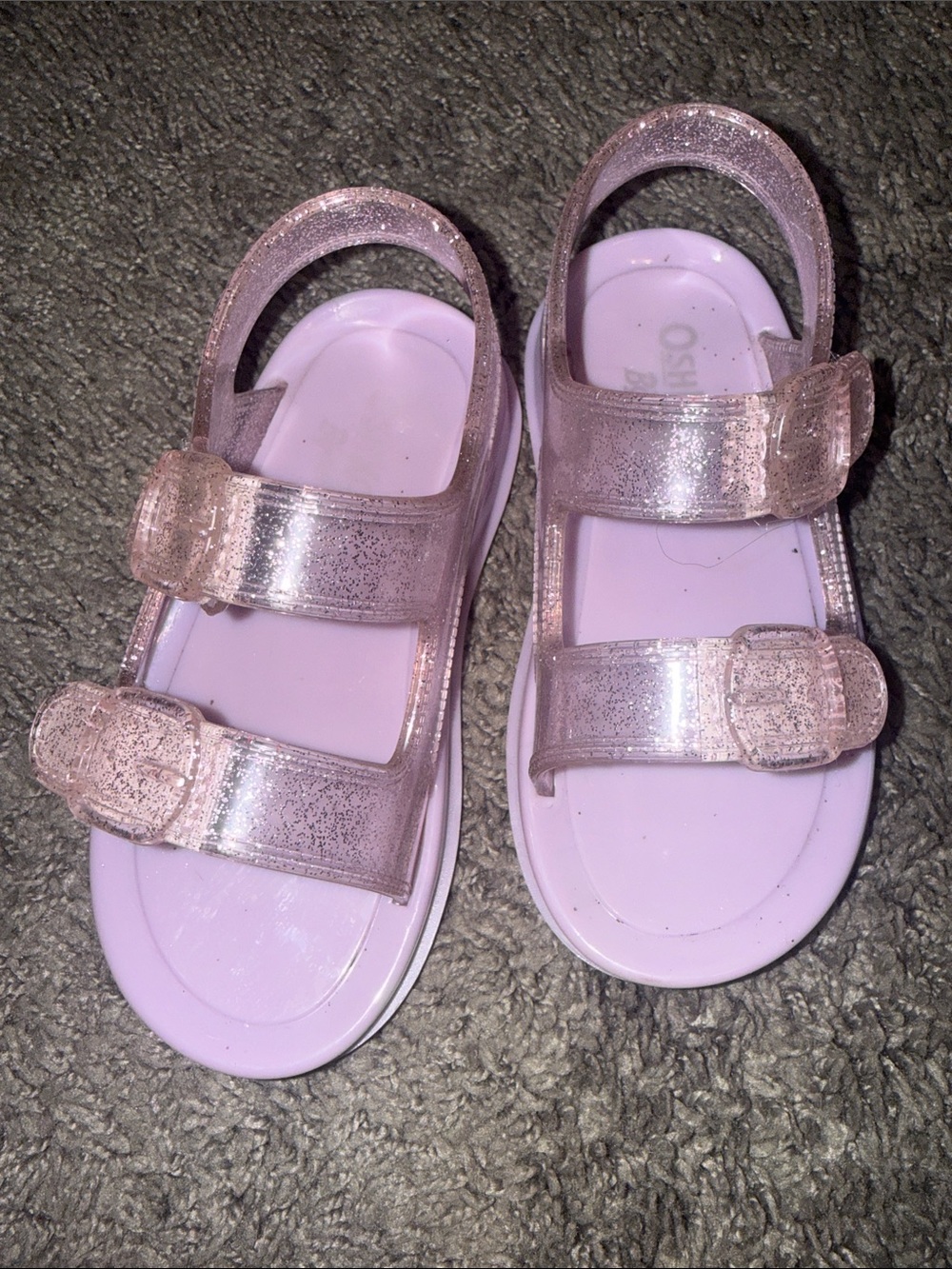 OshKosh B'gosh Glitter Purple Jelly Sandals with Dual Buckle Straps